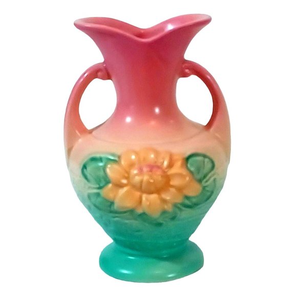 Hull Other - Hull Art Pottery Water Lily 2-Handled  Amphora Vase L-1 5 1/2” Vtg 1950’s Decor